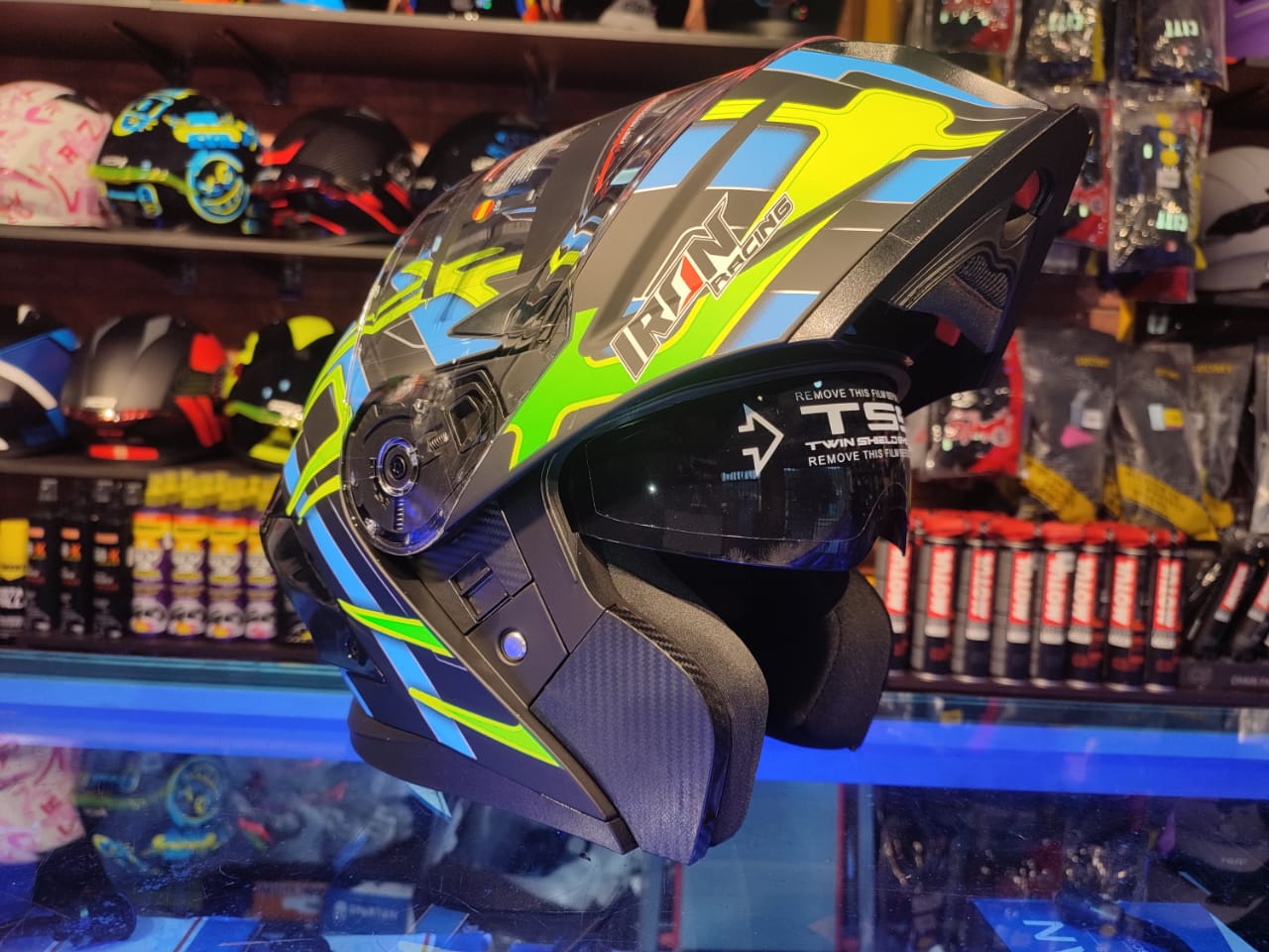 CASC IRON IR 195 ABATI LUCHADOR NEGRO AZUL MATE RACING